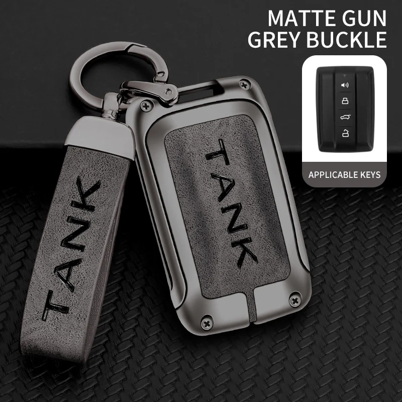 

Zinc Alloy Leather Car Smart Remote Key Case Cover Shell Bag For Great Wall GWM WEY Tank 300 500 Keyless Keychain Accessories