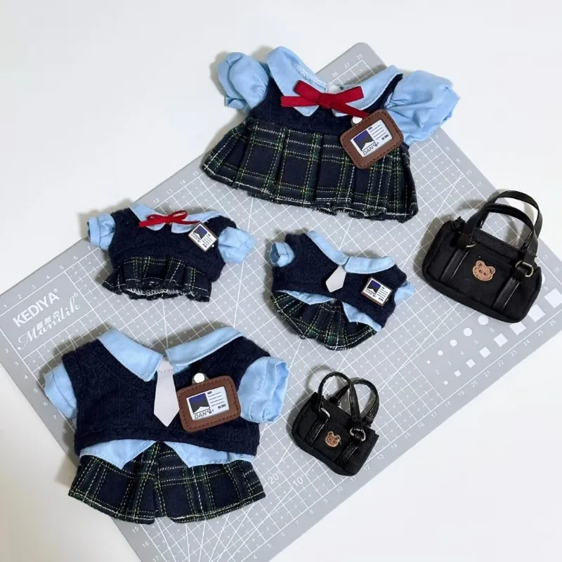 

10CM Cotton Doll Clothes Anime Lovely Plush Doll Dress Up Clothes Preppy Student ID School Uniform Bowtie Skirt Plushie Gift