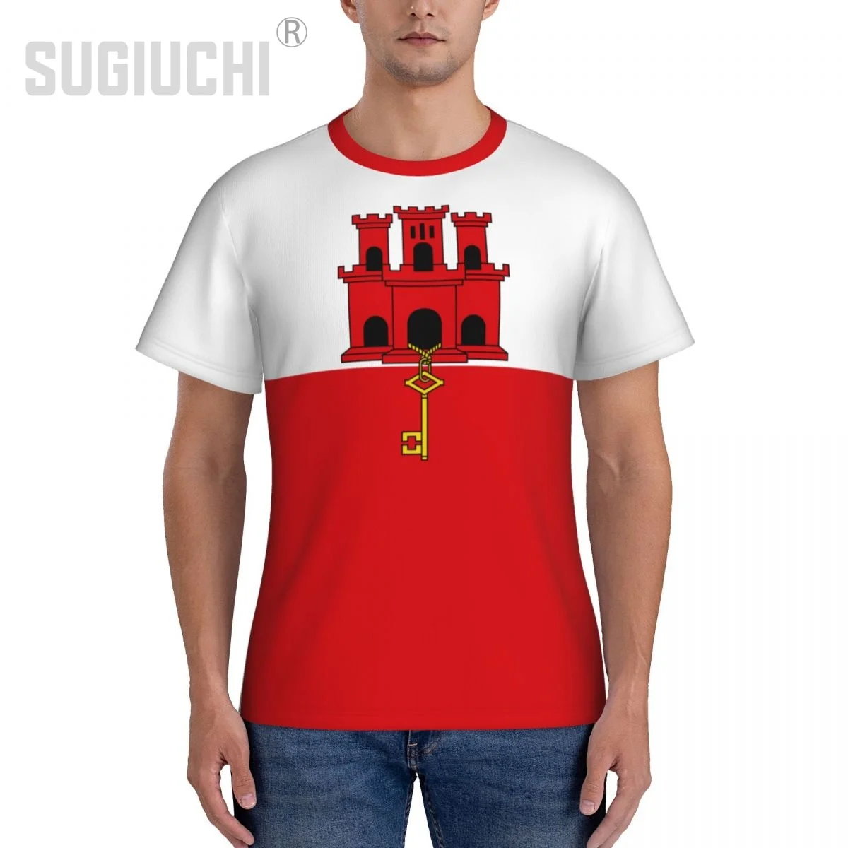 ضيق تي شيرت رياضي جبل طارق العلم ثلاثية الأبعاد للرجال النساء تيز جيرسي الملابس كرة القدم مشجعي كرة القدم هدية الوطنية تي شيرت #2