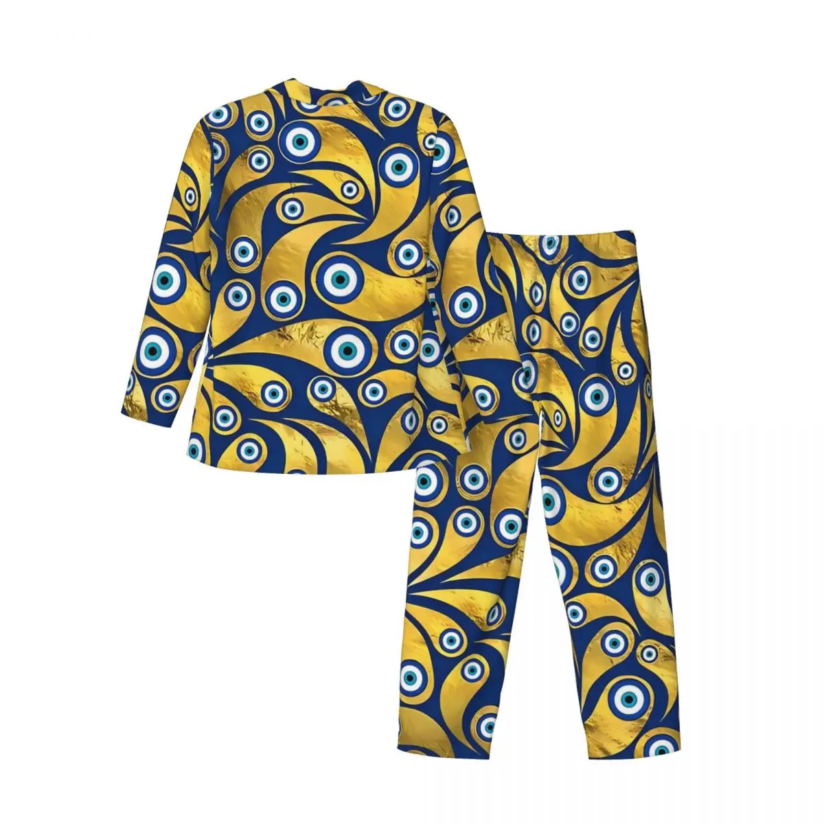 Mal olhado impressão pijamas homem nazar amuleto paisley romântico quarto pijamas outono 2 peças solto oversized conjuntos de pijama personalizado