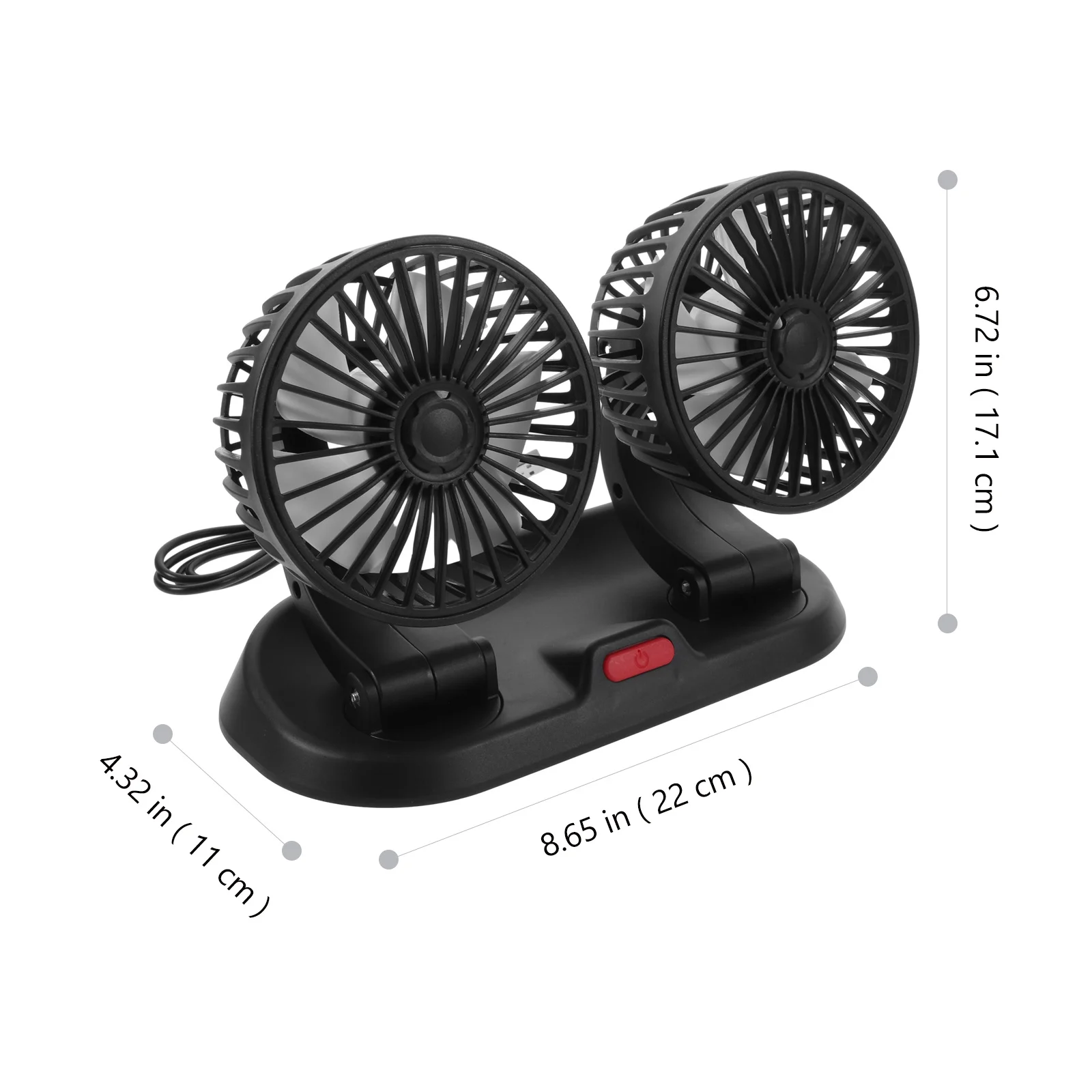 

Dual-Head Car 360° Adjustable Portable Dashboard Fan For Car Interior Cooling Auto Vehicle Usb Powered Fan