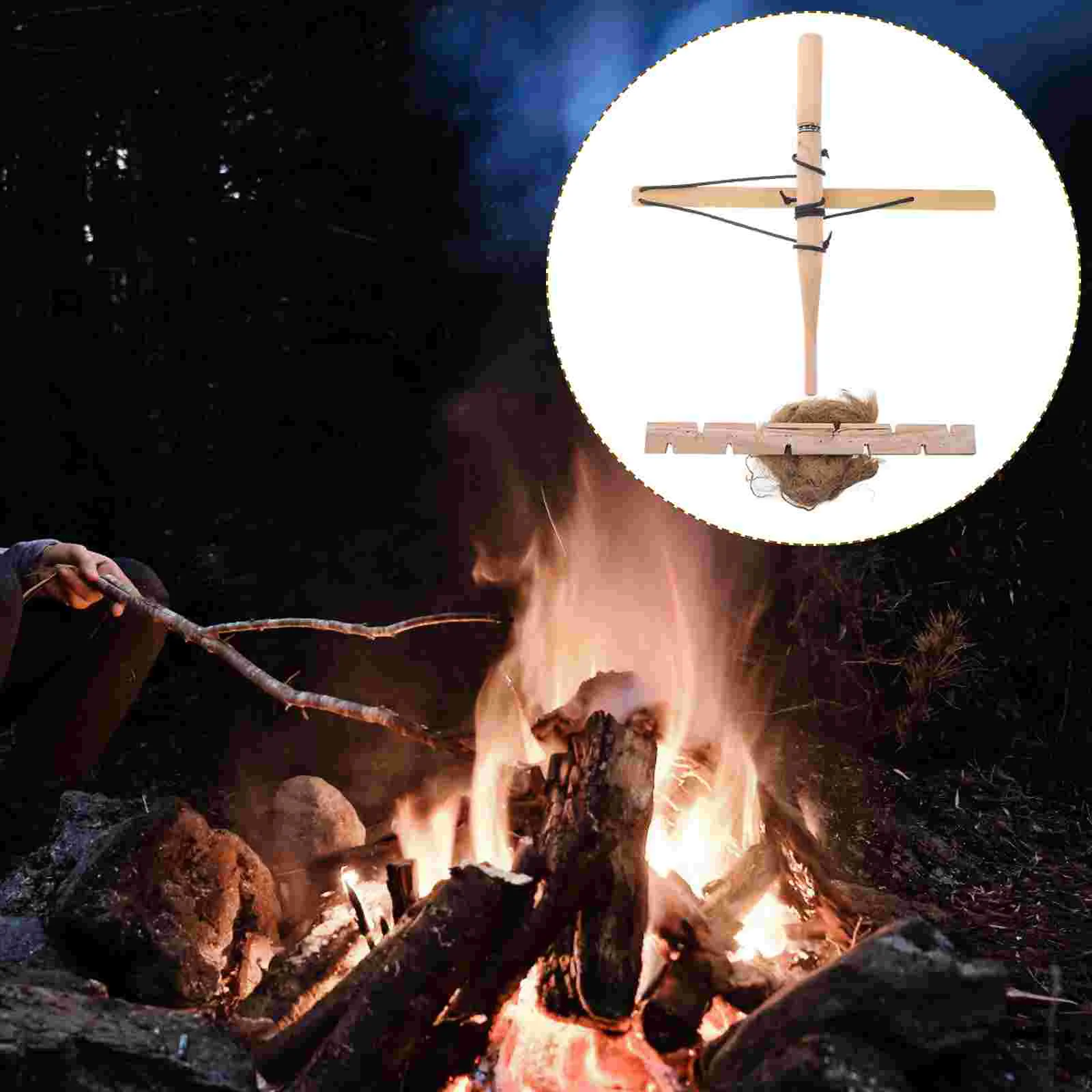 Camping Fire Starters Kit Outdoor Starting on Foot Emergency Stick Wooden Adventure Tools Compass Hiking