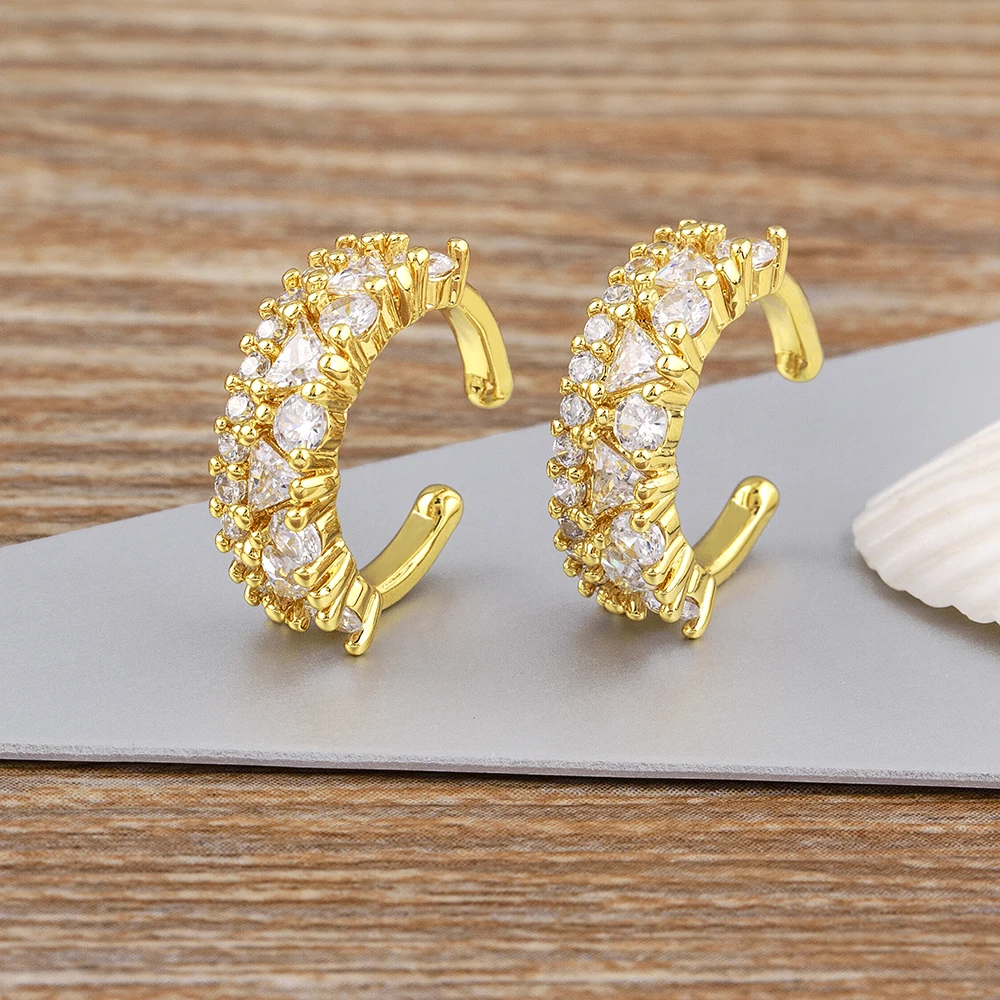Nidin Creative Design Multilayer Ear Clip Cuff Earrings Delicate Fake Piercing Earrings For Women Trend Wedding Birthday Jewelry