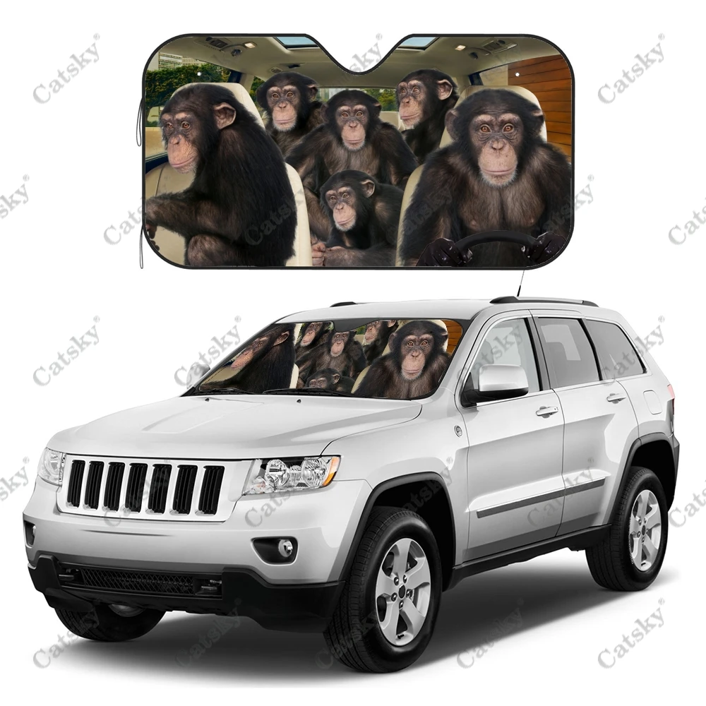 

Chimpanzees Car Sunshade, Car Decor Lovers Gift, Windscreen Sun Shield For Car Window Sunshade Cover Foldable Uv Ray Reflector