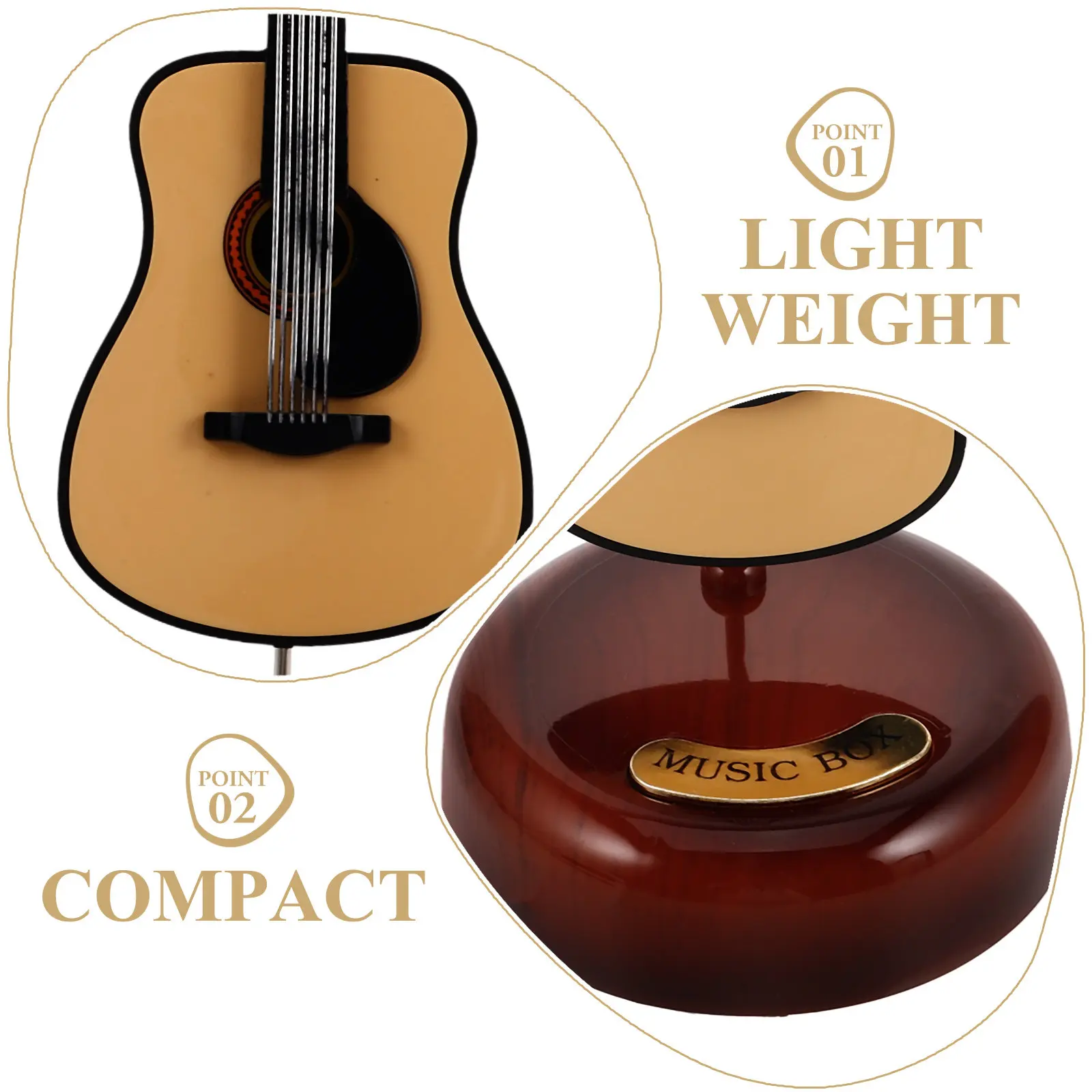 European Vintage Rotating Guitar Music Box Wind Up Melody Box Tabletop Decor for Living Room Bedroom Office Creative Birthday