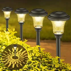 LED Solar Pathway Lights Outdoor IP65 Waterproof Garden Stake Glass Led Path Lights for Yard Patio Landscape Walkway Lighting