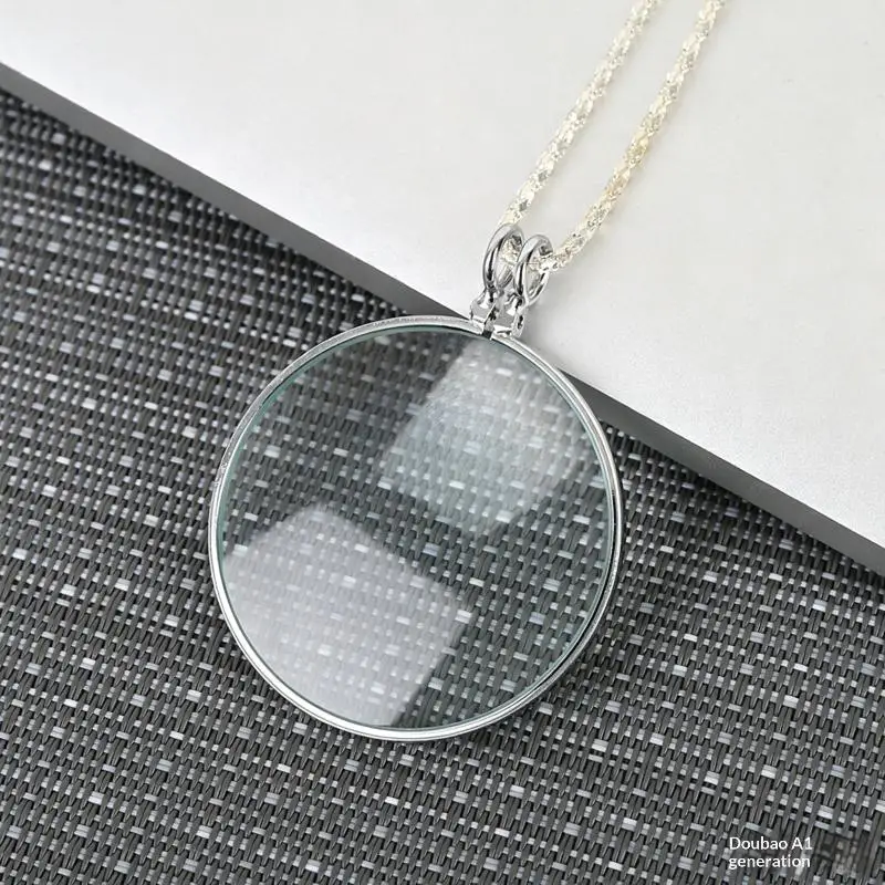 Versatile 5X Magnifying Glass Reading Glasses With Chain Portable Optical Jewelry Magnifier Pendant Neckglasses Monocle Gift