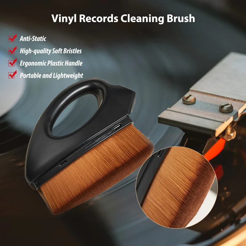 Vinyl Records Cleaning Brush Anti-static Vinyl Record Turntable Cleaning Brush Carbon Fiber Albums LP CD Cartridge Vinyl Duster