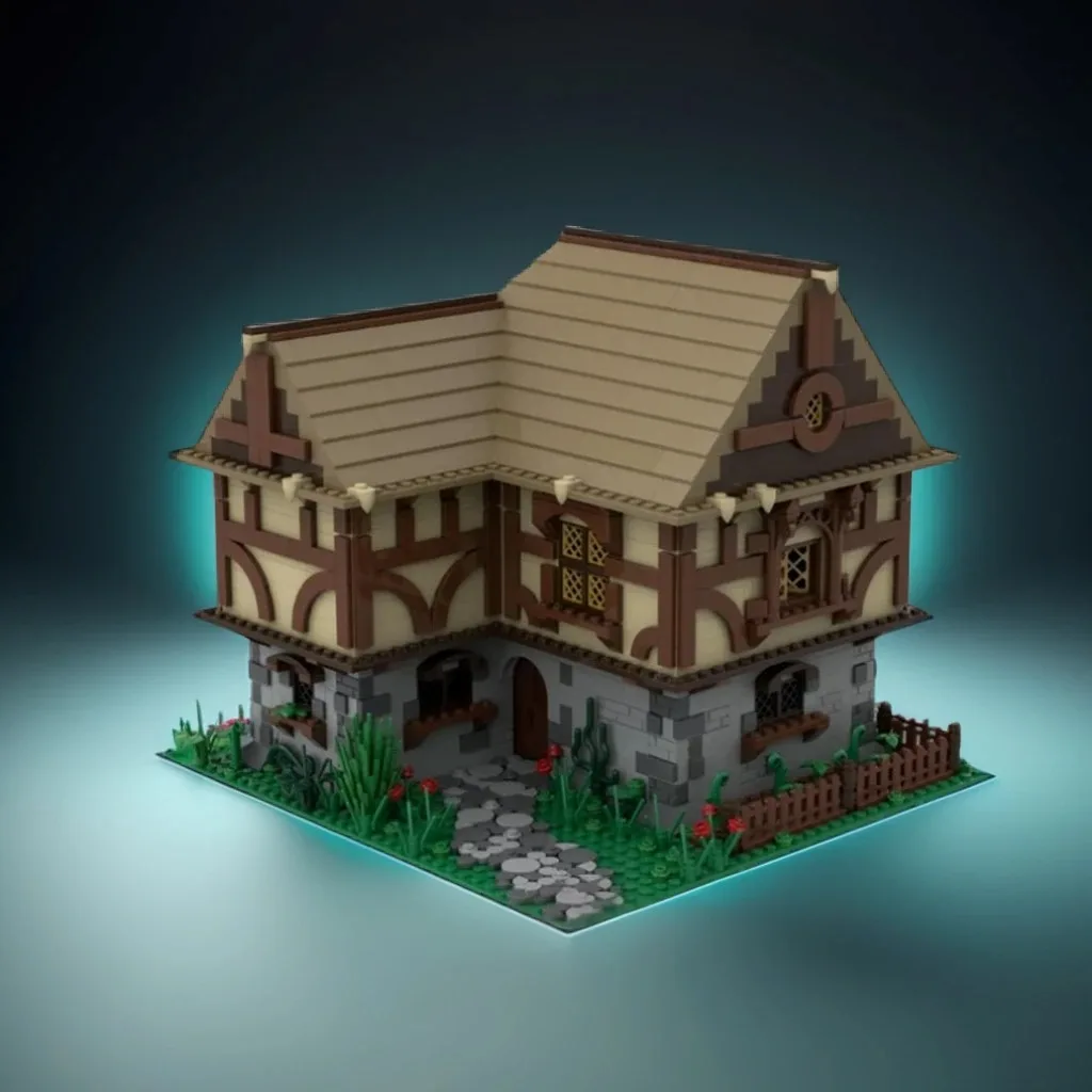 

1659 шт. MOC, серия средневековых архитектур, средневековый дом, винтажный коттедж, дизайн, сделай сам, модель, строительные блоки, игрушки на день рождения, подарок