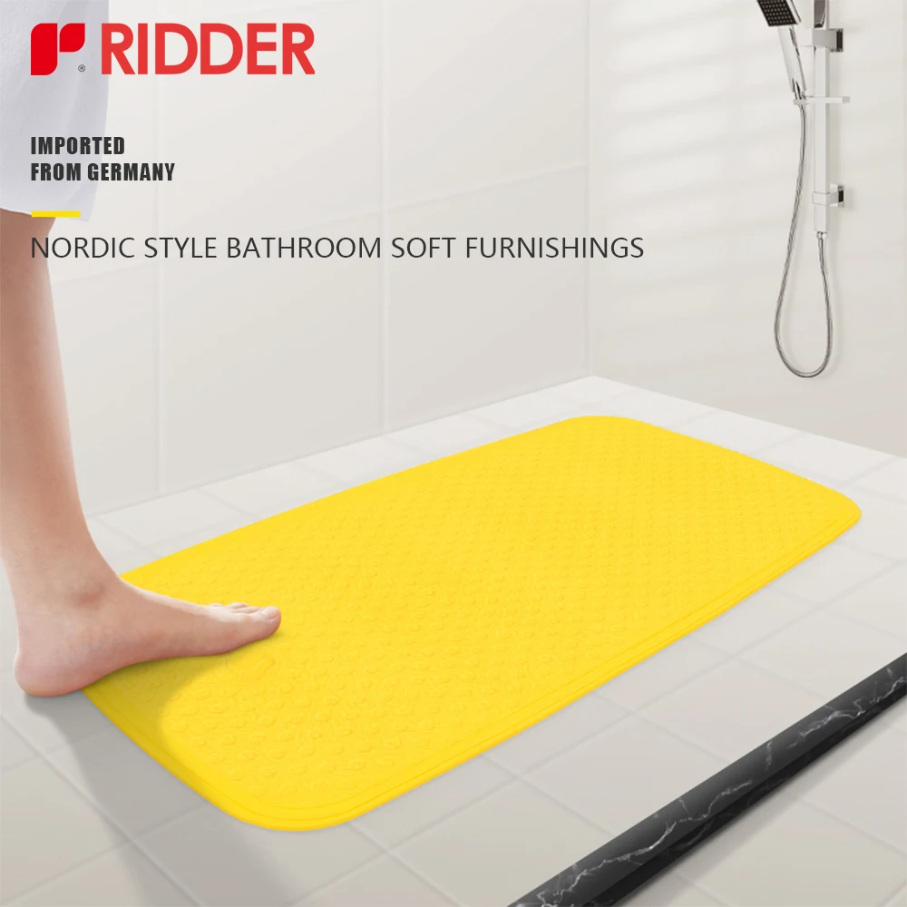 RIDDER Shower Tub Bath Mat TPE 72*38cm,Soft Dual anti -slip With Suction Cups Floor bathroom mat ,Antibacterial mildew EU normal