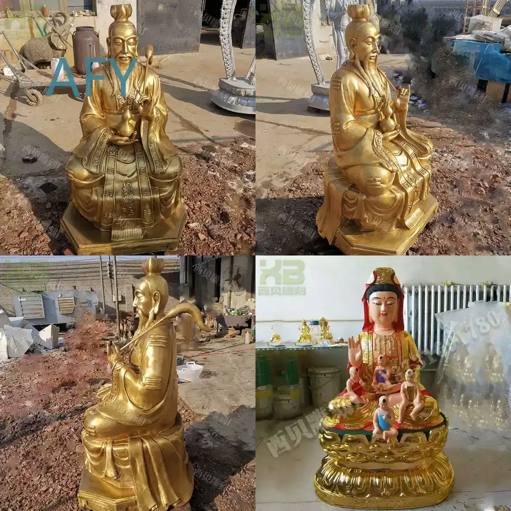 Copper Sanqing Taoist Laozi Statue for Various Bronze Buddha and Figure Decorations Including Zhenwu Dadi and Laojun Buddha