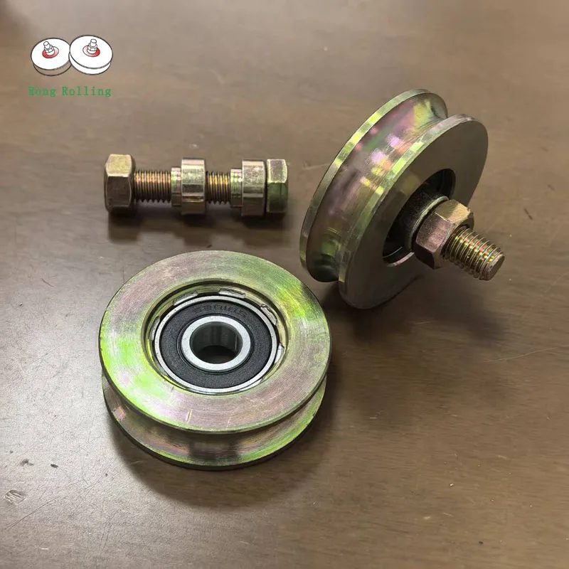 2.5 Inch Diameter 58mm Sliding Gate Wire Rope Pulley Rollers Wheels with U-Groove And 6201RS Bearing Bore 12mm 2-Pack