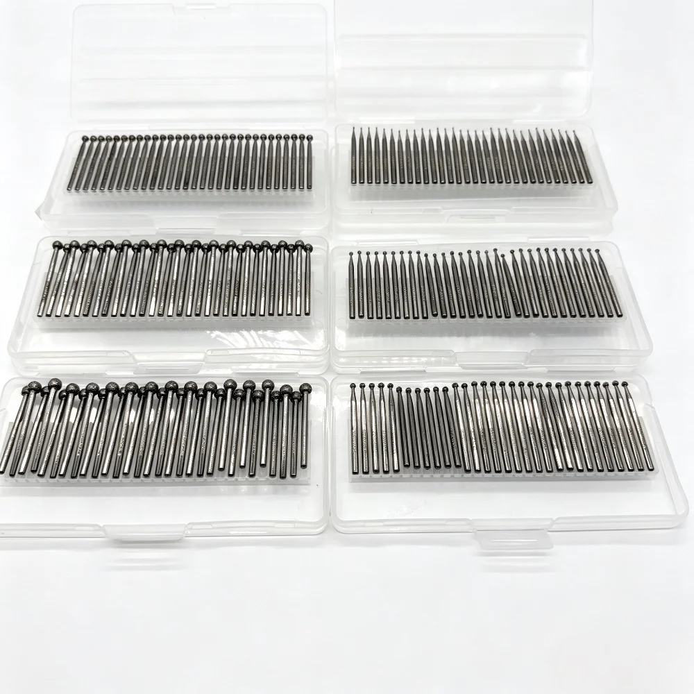 30 Pieces Round Ball Burs 3mm Shank Rotary Tool Drill Bit for Dremel Accessories Grinding Jade, Stone, Marble, Glass