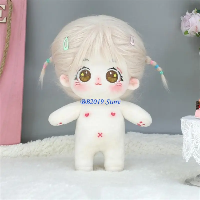 Q0KB 8’’ Plush Doll Clothes for 20CM Cotton Reborns Life Like Rag-Doll Outfit Suit Doll Clothing Korean Kpop Doll Accessory