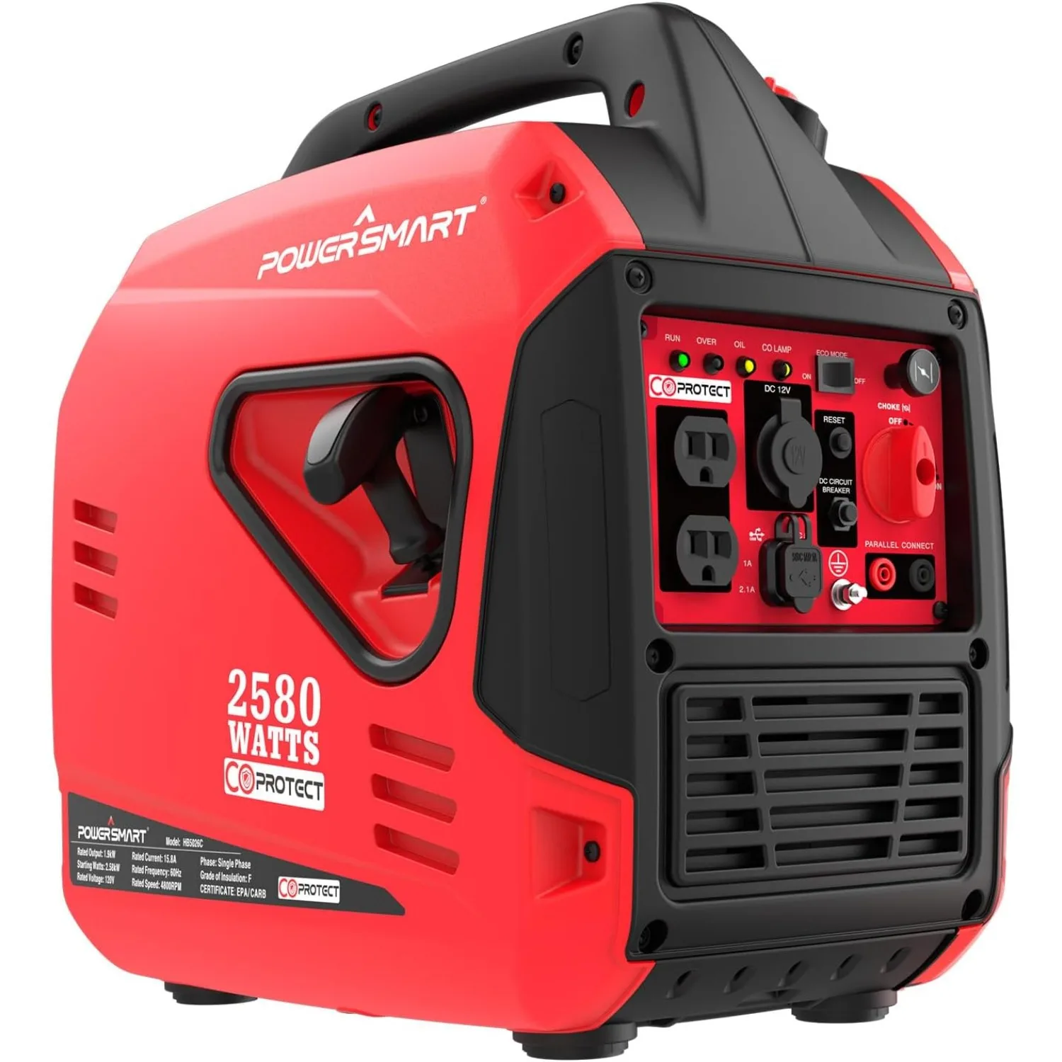 

NEW 2580W Gas-Powered Ultralight Portable Inverter Generator with CO Protect, USB Ports & Parallel Ready, 2024 Version