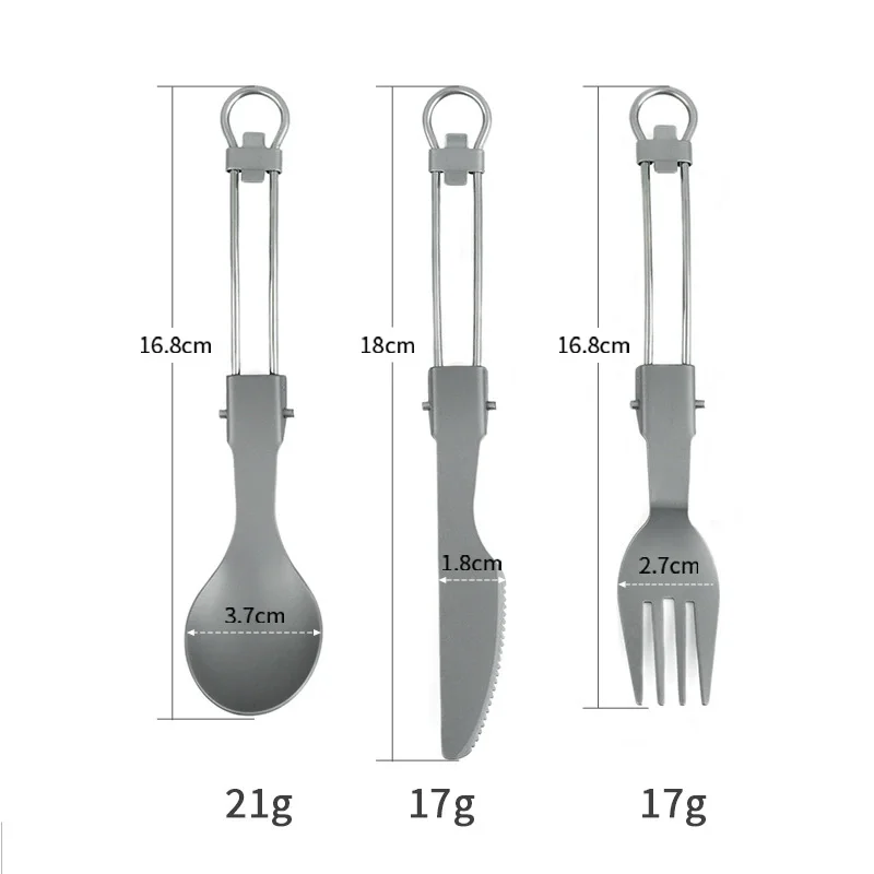 Pure Titanium พับส้อมแบบพกพาช้อนส้อมมีดชุดเดินทางพับได้กลางแจ้งชุดเดินป่า Picnic Camping อุปกรณ์