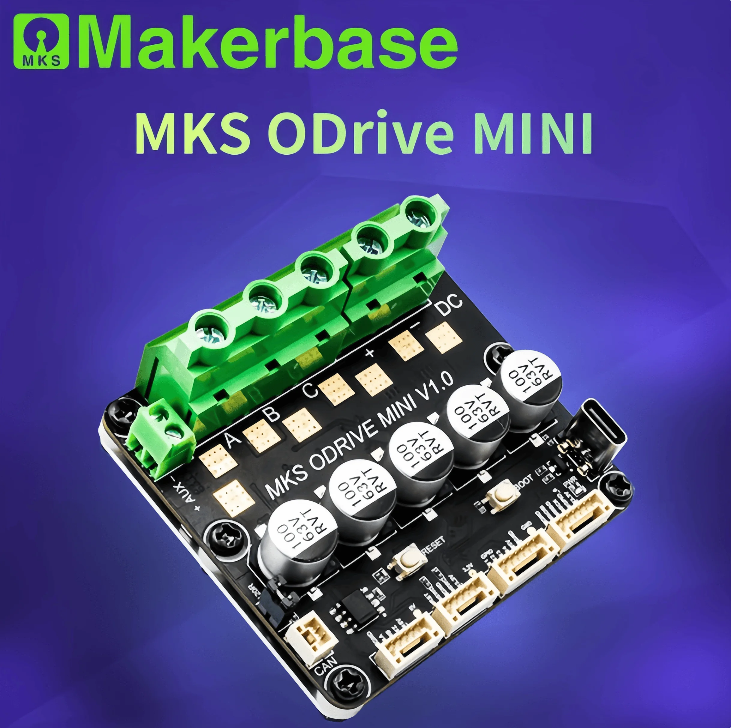 

Высокоточный одноканальный контроллер Makerbase ODrive — на базе ODrive v3.6, с интегрированным энкодером AS5047P