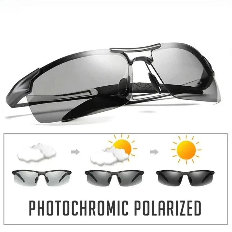 1/2 paires de lunettes de soleil photochromiques polarisées, lunettes de soleil intelligentes à changement de couleur, lunettes de conduite, de pêche, de cyclisme, vision de jour et de nuit