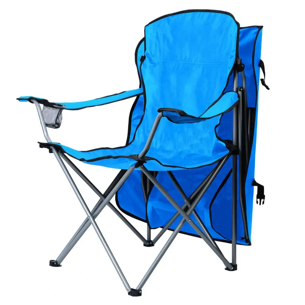 

Blue Folding Lawn Chair With Canopy Shade Portable Beach Camping Chair Cup Holder Side Pocket Outdoor Recliner