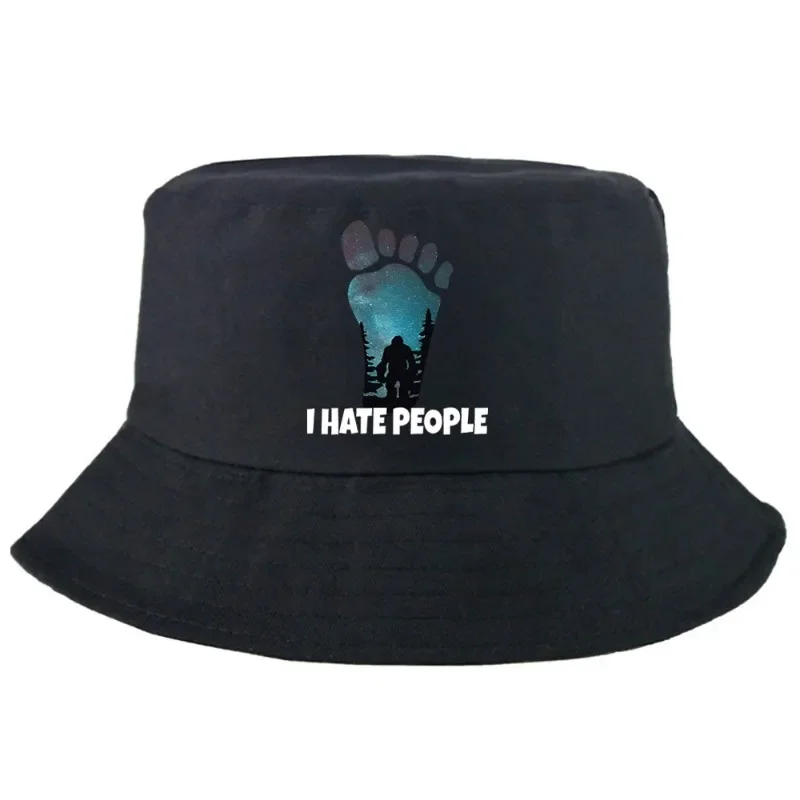 I Hate People Bigfoot Bucket Hat Summer Foldable Bucket Hat Man Women Stylish Daily Unisex Outdoor Sunscreen Fishing Hunting Cap