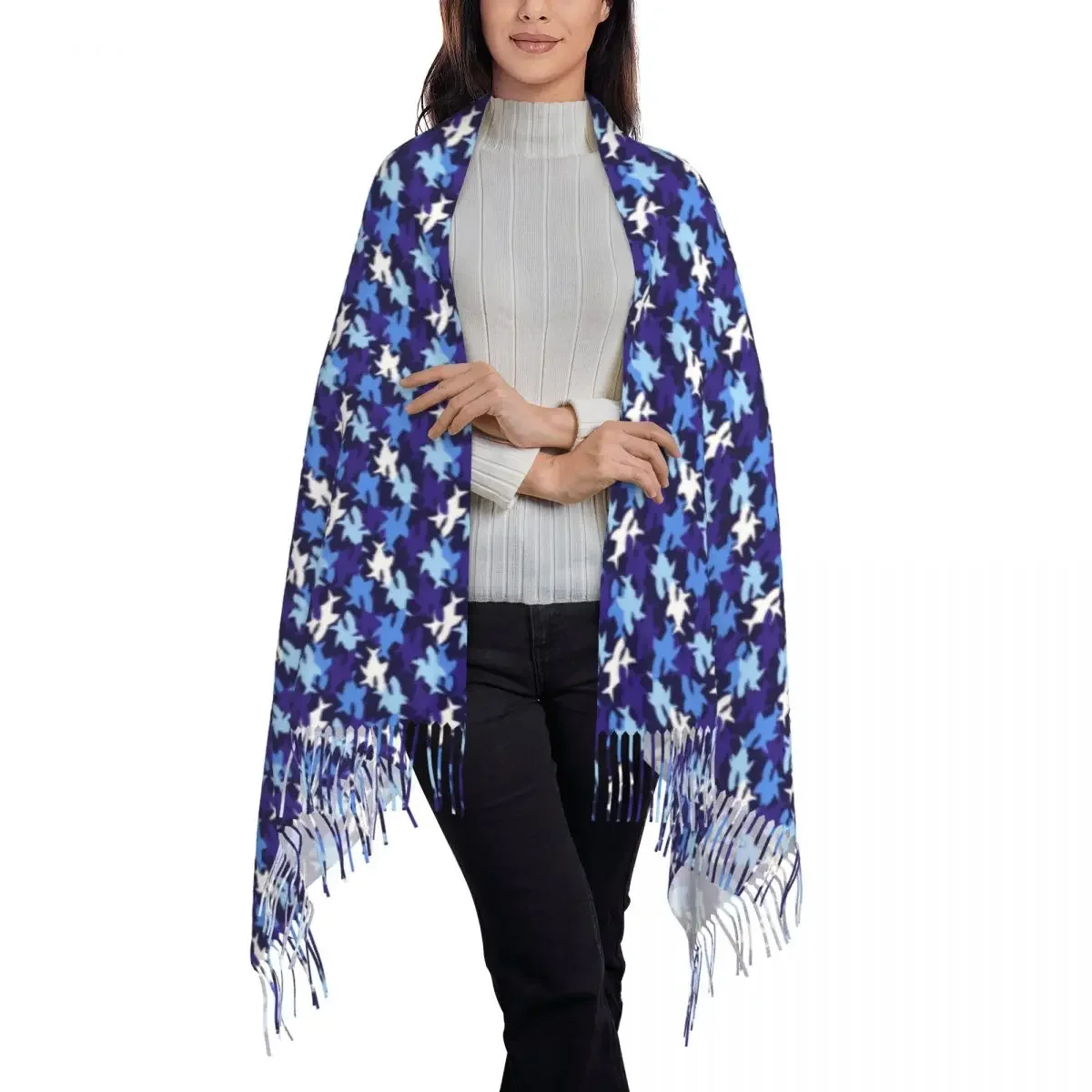 Warme Zachte Sjaal Winter Blauwe Haai Beet Sjaals En Wrap Haaien Camoufage Bedrukt Bufanda Mujer Vrouwelijke Retro Sjaals Wraps