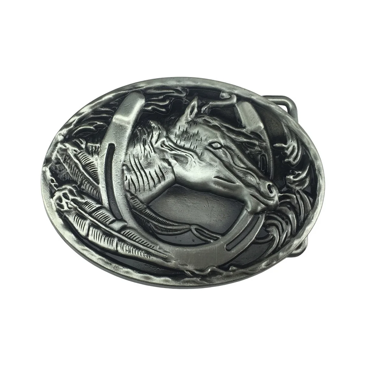Retro Oval Western Cowboy Horse Head Belt Buckle Fashion Leather Accessory Classic Trend Drop Shipping