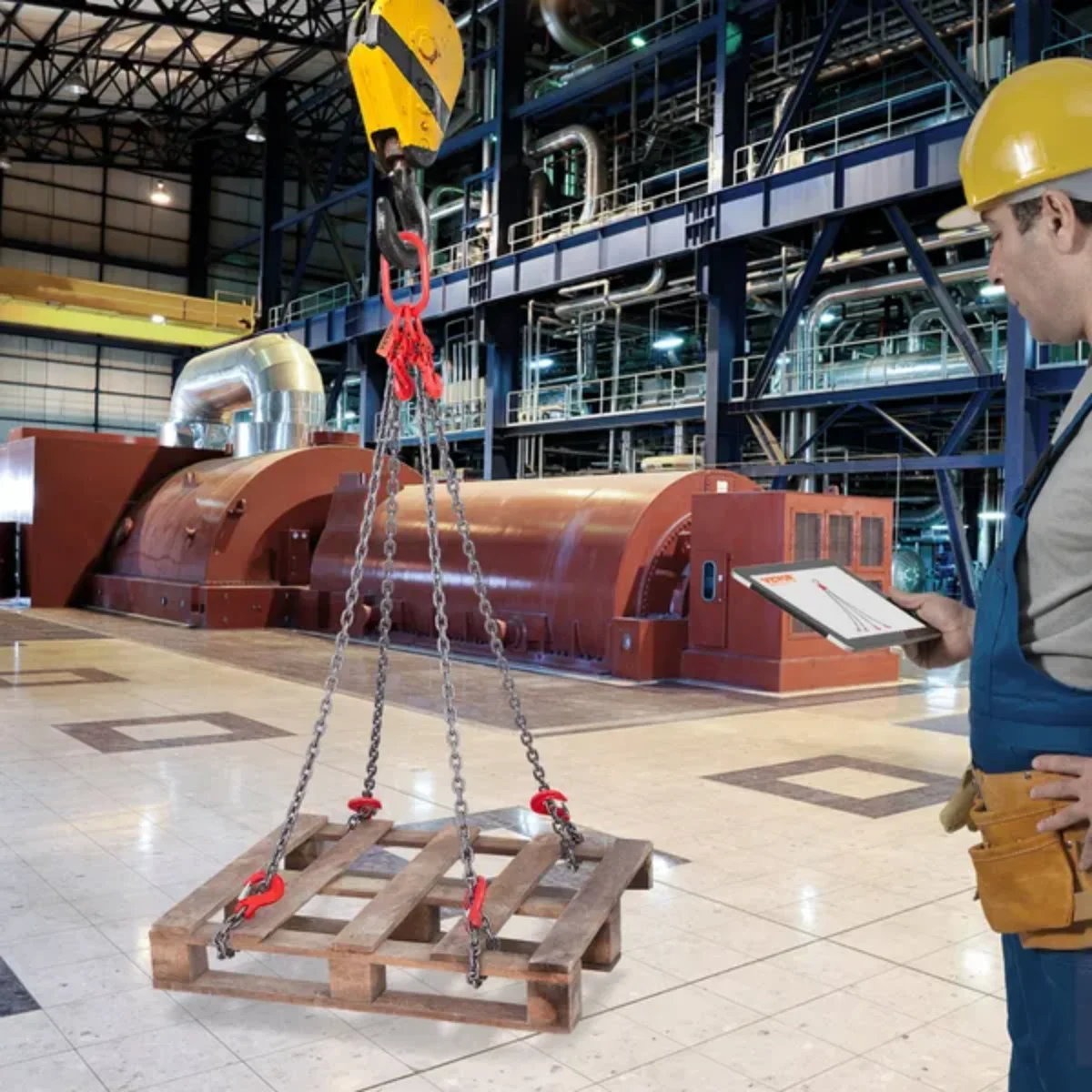 VEVOR 11k lbs 5/16"x5ft G80 สลิงโซ่พร้อมตะขอ - ได้รับการรับรอง DOT ปรับได้ - แท่นวาง/ก่อสร้าง