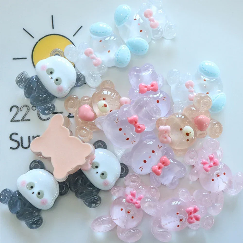 10PCS Clear Panda Rabbit Series Resin Flat Back Cabochons For Scrapbooking DIY Jewelry Craft Embellishments Accessories