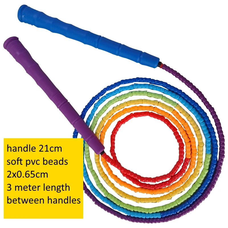 NEVERTOOLATE 3 meter length between handles soft pvc beads 2x0.65cm beading freestyle begineer jump skip rope fitness no logo