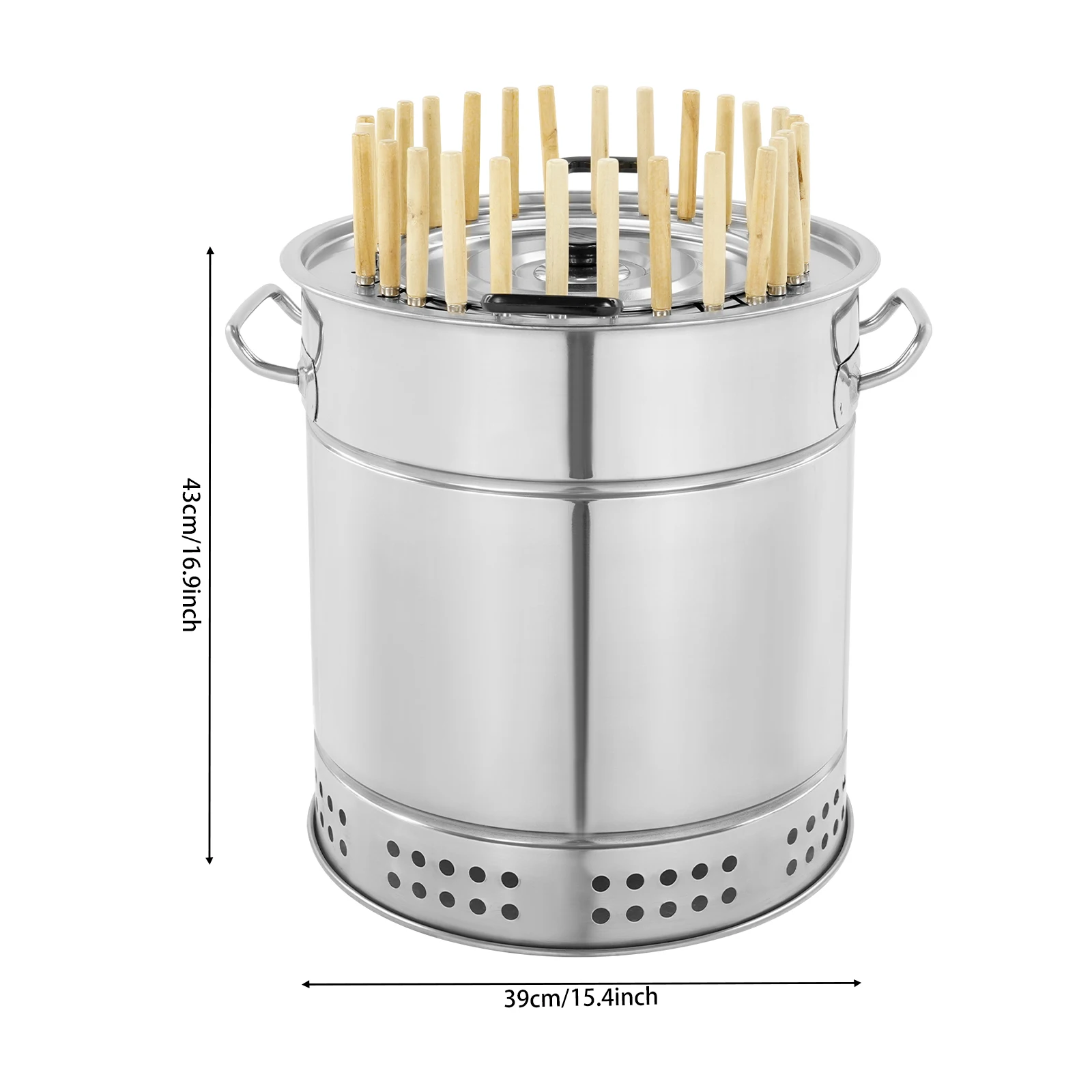 

15,4*16,9 дюйма серебристый портативный угольный гриль для барбекю, гриль для барбекю, угольный гриль из нержавеющей стали с 20 шампурами для пикника, кемпинга