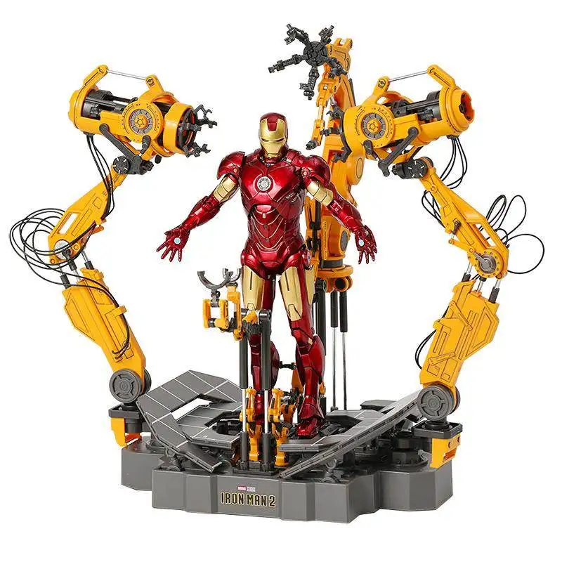 ZD MK6 MK4 juguete Iron Man con ganancia de traje armadura Circular LED plataforma de desmontaje Anime Tony Stark modelo regalos de figuras de acción