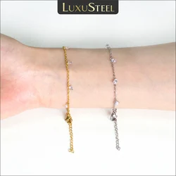 LUXUSTEEL Stainless Steel Bracelets For Women Golden Plated Silver Charm Cubic Zirconia Link Chain Bracelet Pulsera Collier