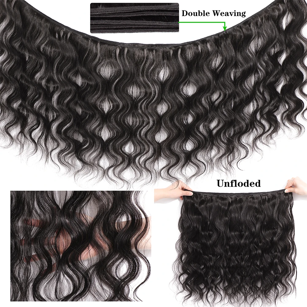 Rambut Manusia Body Wave 100% Tanpa Proses, Gelombang Double Drawn Virgin Bundles, Ekstensi Rambut Raw 1/2/3 Bundles untuk Wanita