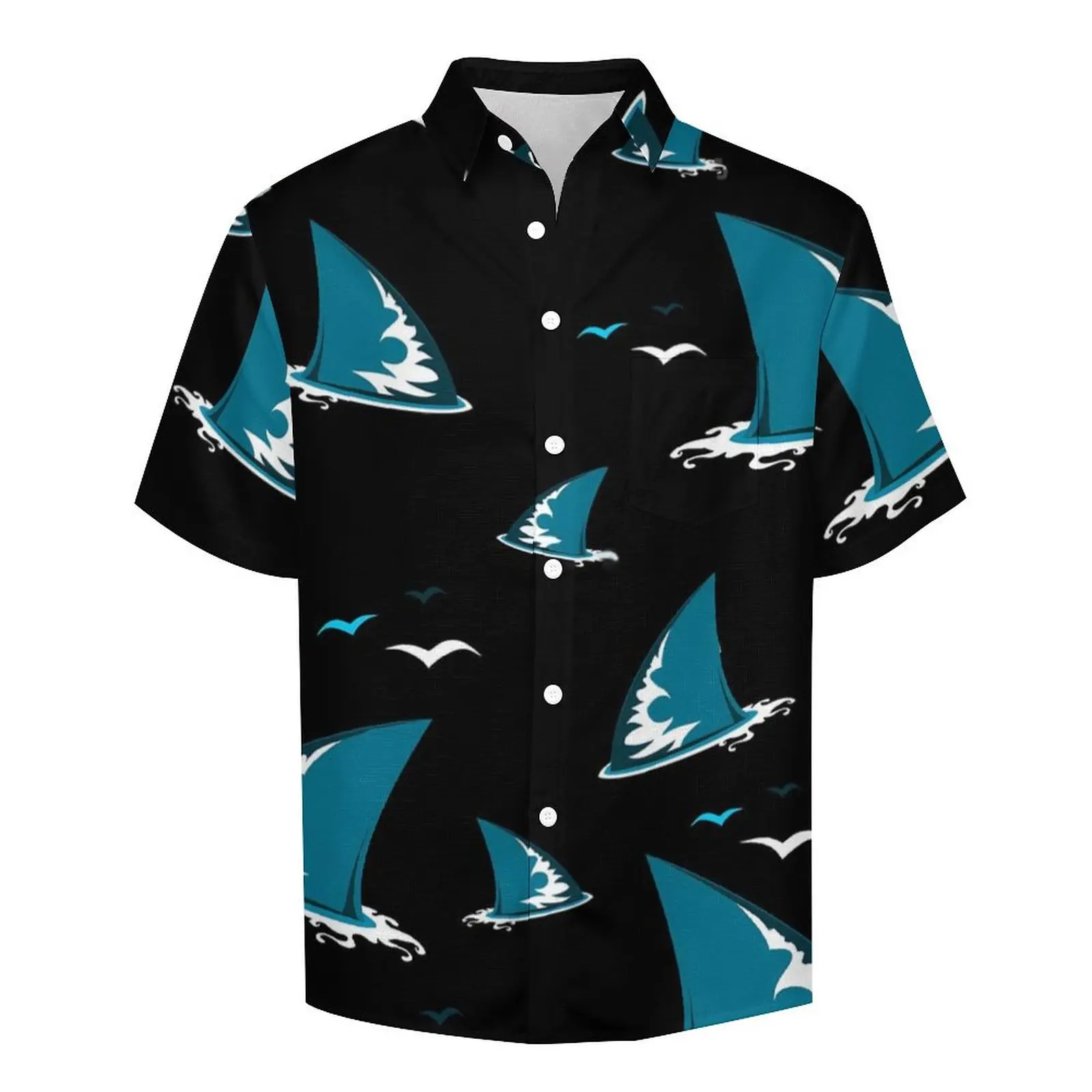 Shark Fin Casual Shirts Animal Print Beach Shirt Hawaiian Vintage Blouses Man Printed Plus Size