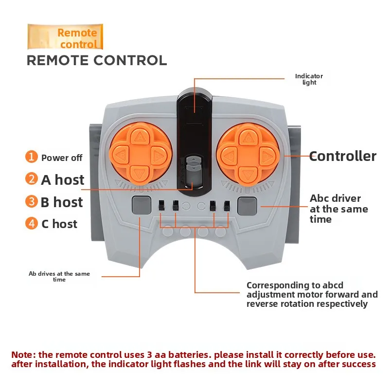 مكعبات بناء متوافقة مع جهاز تحكم عن بعد ذو 8 قنوات مع بطارية ليثيوم لأجزاء MOC Technic PF #3