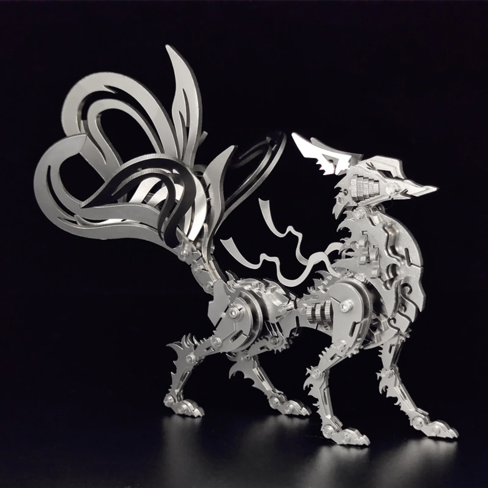 

3D Metal Puzzle Gumiho Nine-Tailed Fox Animal IQ Game Model Building Blocks Kit DIY Assembled Jigsaw Toy Gift for Boys Adults