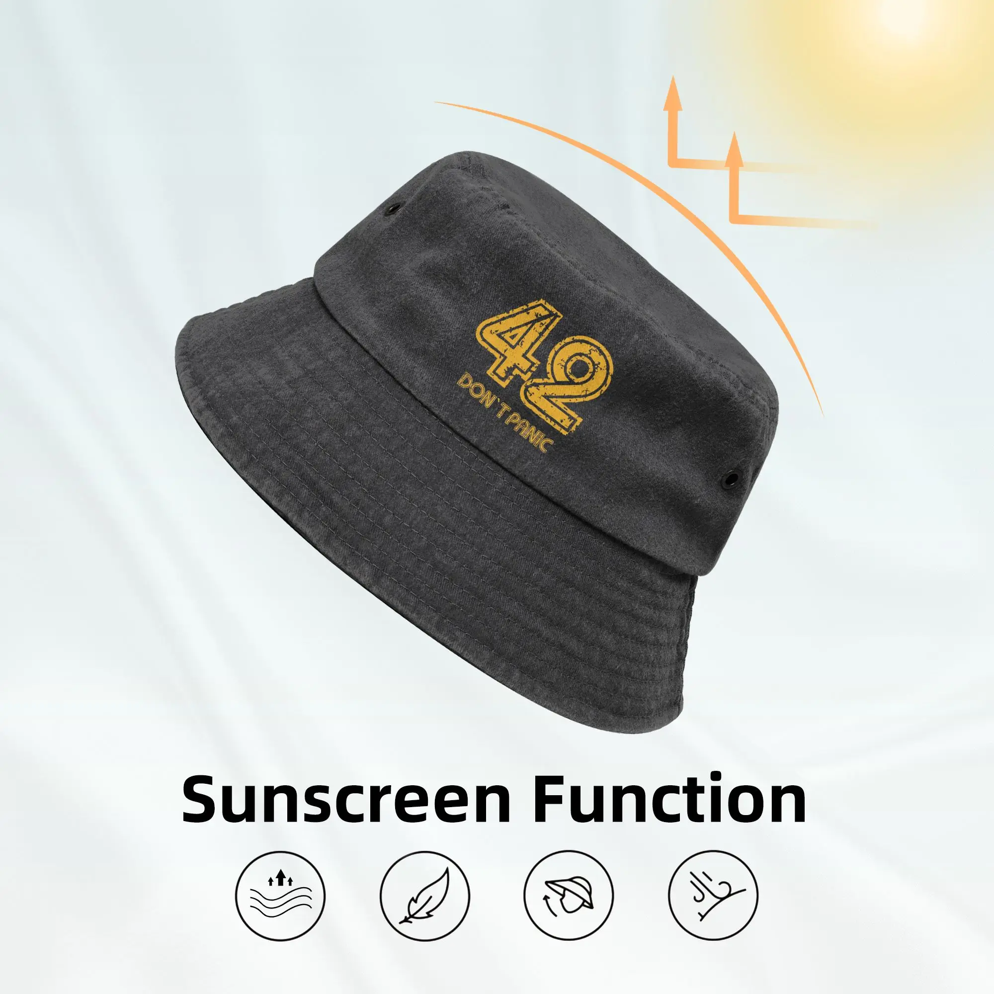 dont panic 42 The Answer To Life Cotton Bucket Hat for Men Women Vocation  Denim Bob Hat Stylish for Hiking