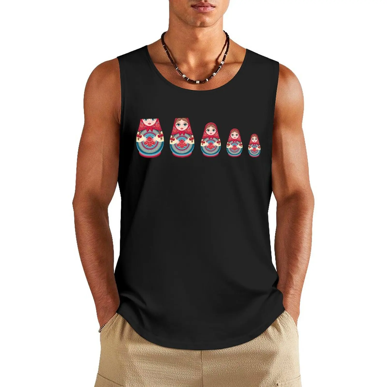 babushka matryoshka russian stacking nesting dolls Tank Top Gym man sports clothes for men mens gym clothes