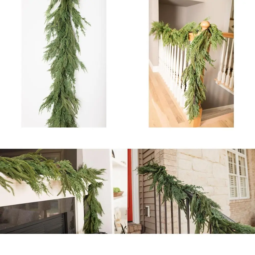 

Elegant Artificial Christmas Greenery Garland with Norfolk Pine, Juniper, and Cypress for Holiday Decor, 6 Feet Long