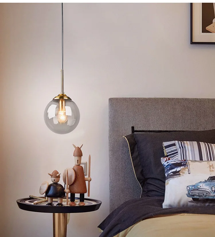 Modern Glass Hanging Lamp E27 Clear Amber Stone Chandelier  Nordic Home Decor Lighting for Living Room Cord Pendant Lights - view 3