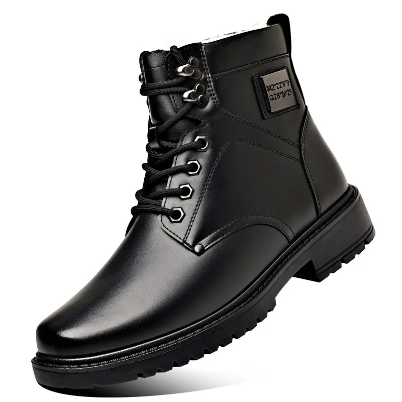 

Winter High Top Keep Warm Cotton Shoes for Men Fashion Casual New Designer Snow Boots Male Lace Platform Cow Leather Boots Man