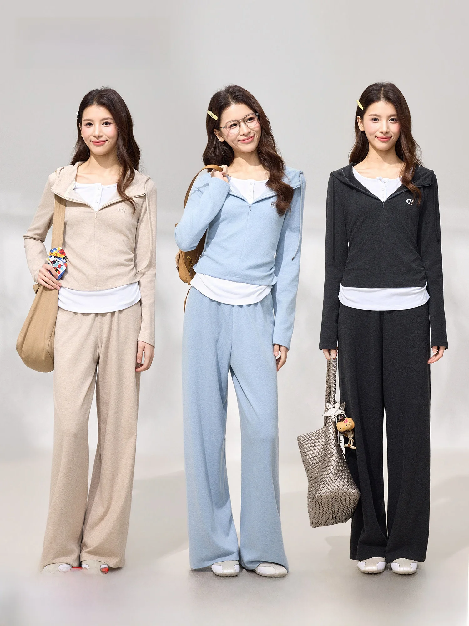

Women's Casual Sporty Two-Piece Set Spring Season Long Sleeve Long Pants Slim Fit Hooded Fake Two-Piece Ensemble Online Exclu...