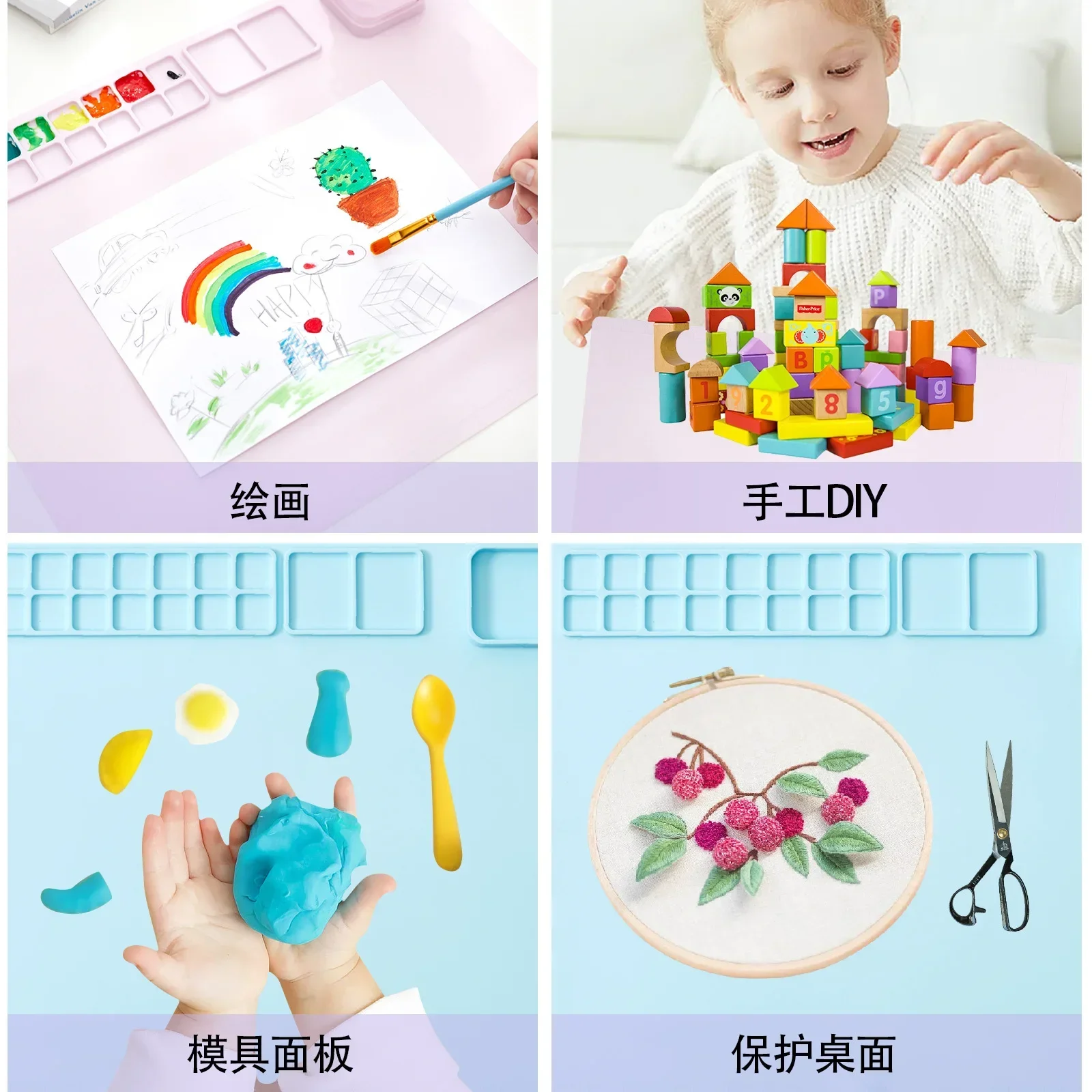 ซิลิโคนจิตรกรรมชุดเด็กวาดของเล่น Montessori Graffiti MAT ล้างทําความสะอาดได้สีน้ําชุดสําหรับของขวัญวันเด็ก