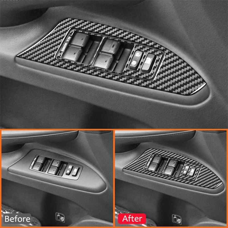 For Lexus LX 2008-2015 Accessories Carbon Fiber Auto Power Window Lifter Switch Buttons Panel Frame Decoration Interior Sticker
