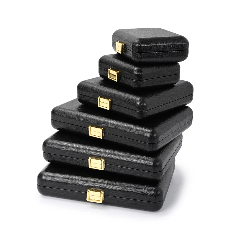 Oirlv Black Jewelry Organiser Boxes PU Leather Ring Earring Jewelry Set Box Black Beads Jewelry Storage Box Jewelry Gift Boxes