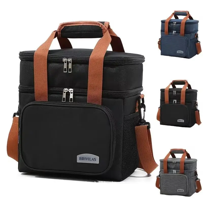 1pc Insulated Lunch Bag, Large Capacity Double-layer Insulated Tote Bag, Suitable For Picnics, School And Work.