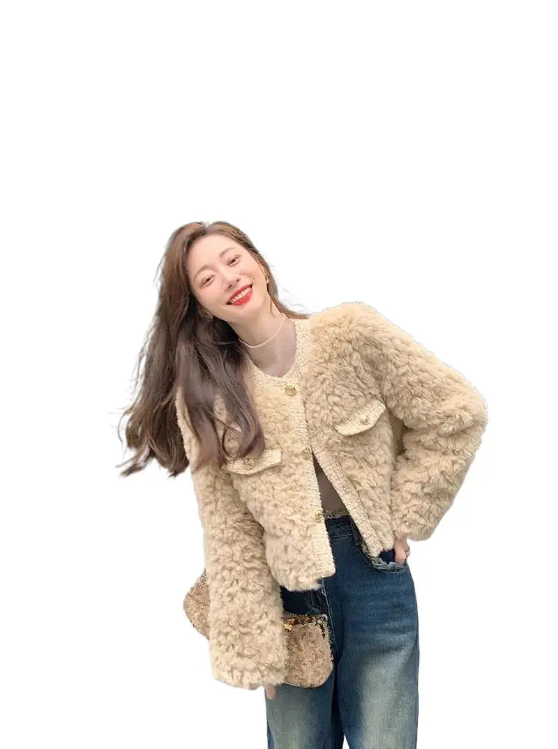 

Женская одежда 2025 года, короткое темпераментное пальто из искусственного меха, новинка зимы 1117