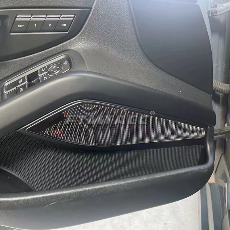 For Porsche 718 Boxster Cayman 2018 2019 2020 Car Door Loudspeaker Sound Chrome Speaker Cover Trim Frame Sticker Interior