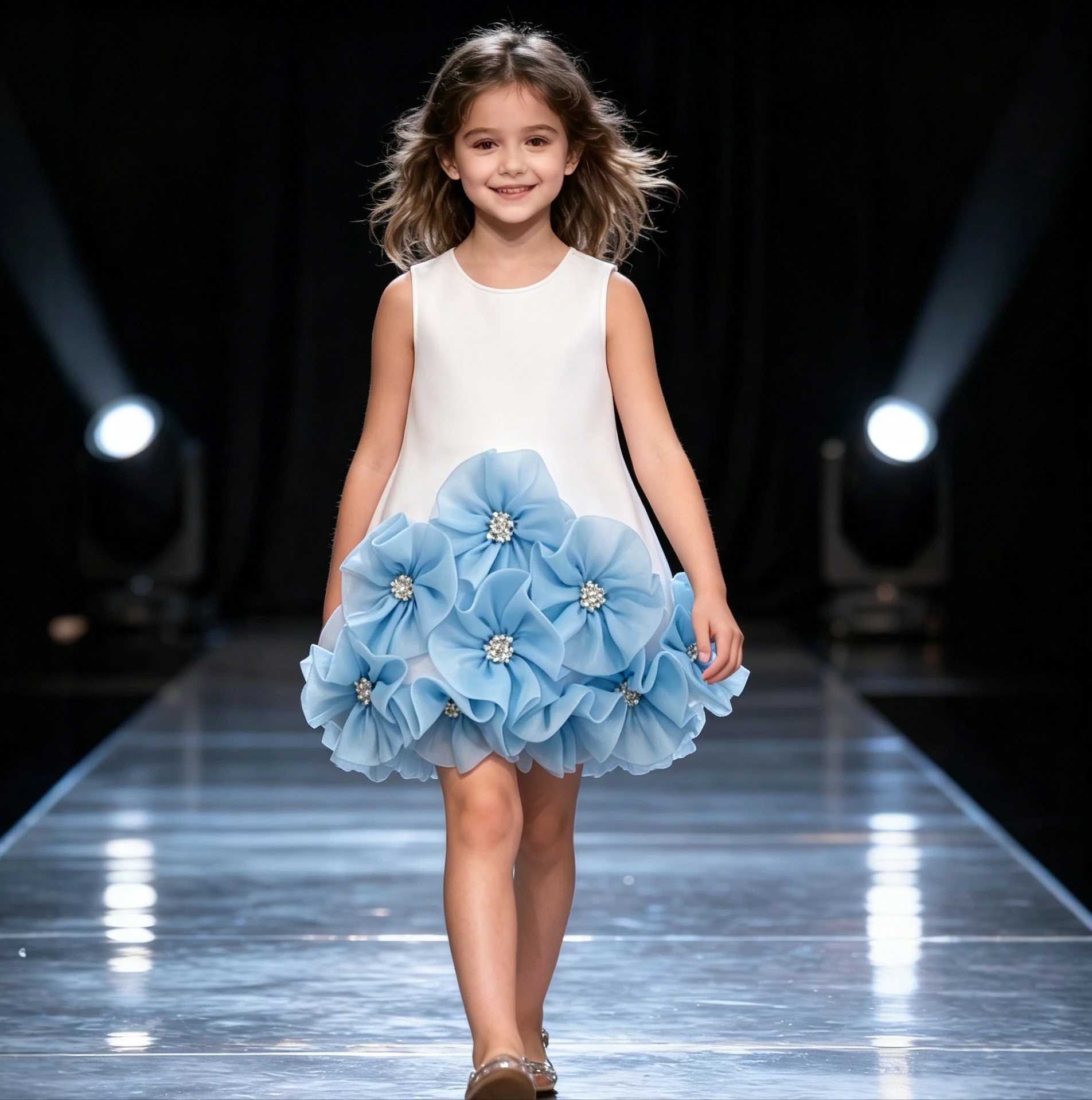 Fashion Girls Princess Dress Temperament 2026 New Heavy Industry Three-dimensional Pearl Flower Girls Dress