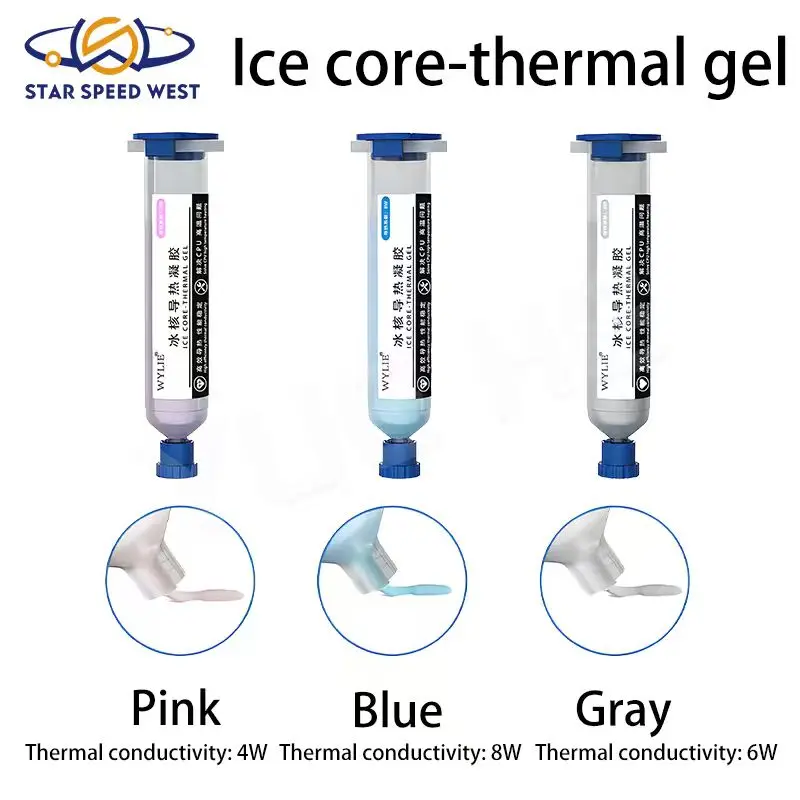 

Термогель WYLIE Ice Core 4W/6W/8W: Высокоэффективный, некоррозионный, не высыхающий, для охлаждения процессоров телефонов и теплогенерирующих компонентов